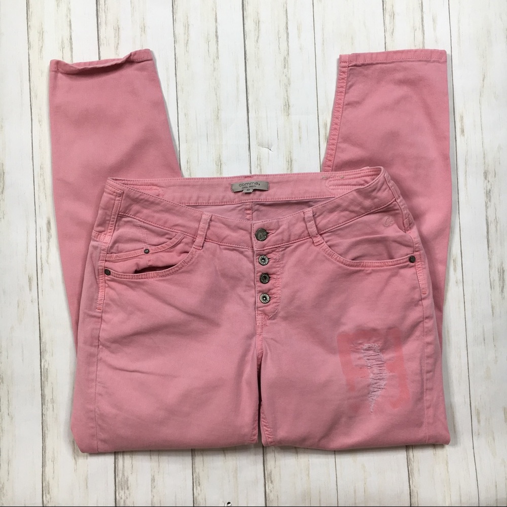 Comma Casual Identity Pink Boyfriend Tapered Jeans